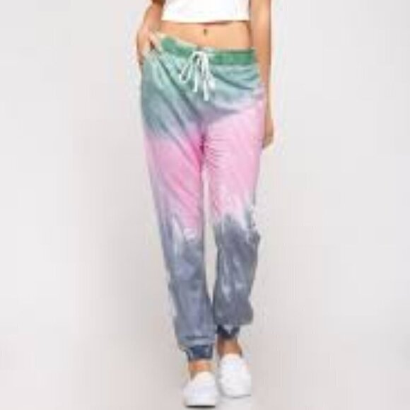 She + Sky Tie Dye Ombre French Terry Knit Joggers Size Medium NWT - Picture 10 of 10